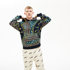 Unisex LIVE Scarf-Print Hooded Sweatshirt | Lacoste Mens|Womens