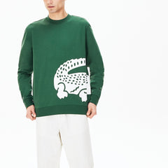Oversize Croc Crew Neck Cotton Sweatshirt | Lacoste Mens