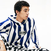 LIVE Striped Fleece Hooded Sweatshirt | Lacoste Mens