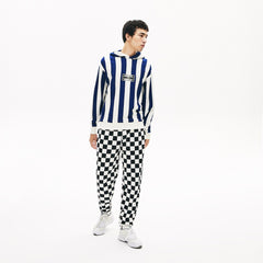 LIVE Striped Fleece Hooded Sweatshirt | Lacoste Mens