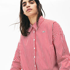 Wo LIVE Boxy-Fit Striped Cotton Shirt | Lacoste Womens