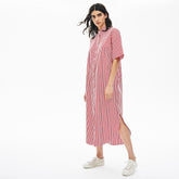 Wo LIVE Striped Cotton Maxi Dress | Lacoste Womens