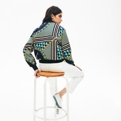 Wo LIVE Lightweight Scarf-Print Bomber Jacket | Lacoste Womens