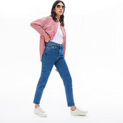 Wo LIVE High-Rise Washed Cotton Jeans | Lacoste Womens