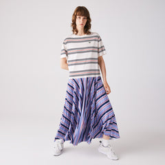 Wo Dissimilar Striped Pleated Jersey T-shirt Dress | Lacoste Womens