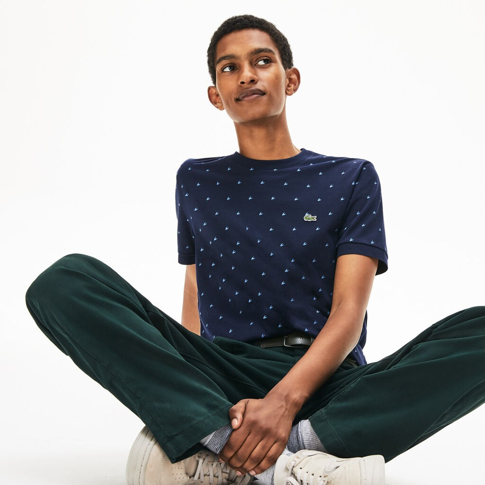 Crewneck Mini Houndstooth Cotton T-shirt | Lacoste Mens