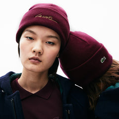 Unisex LIVE Signature Embroidered Cashmere-Blend Beanie | Lacoste Mens