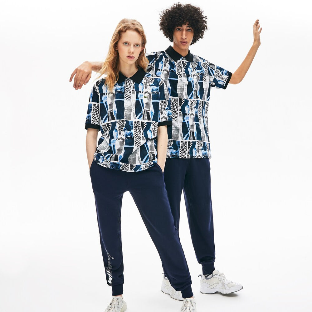 Unisex LIVE Loose Fit Graphic Print Cotton Polo Shirt | Lacoste Mens