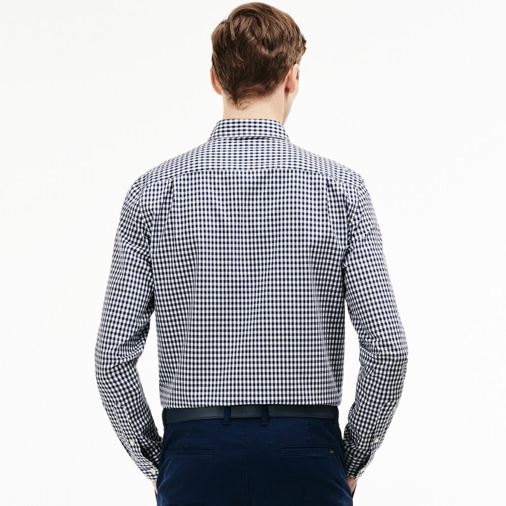Regular Fit Mini Check Poplin Shirt | Lacoste Mens