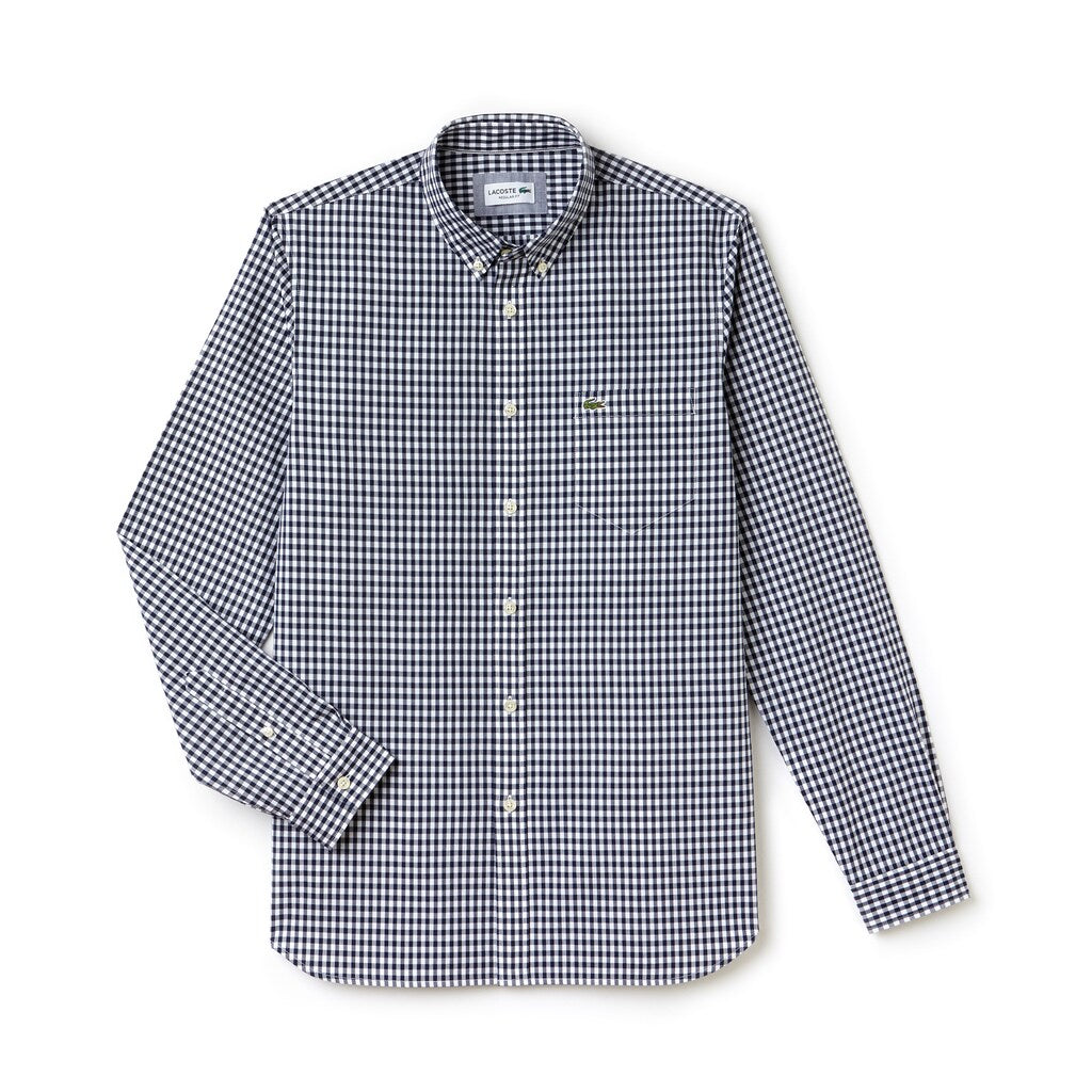 Regular Fit Mini Check Poplin Shirt | Lacoste Mens