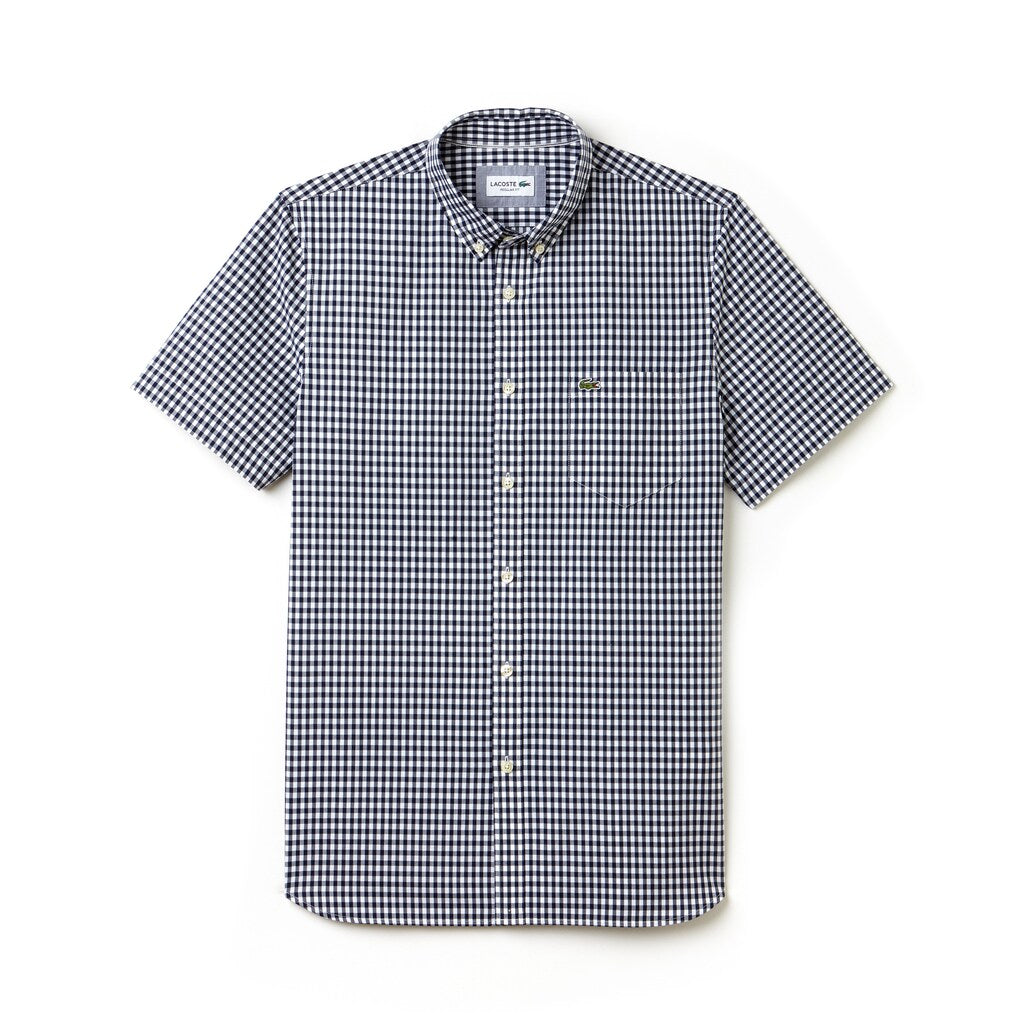 Regular Fit Gingham Poplin Shirt | Lacoste Mens