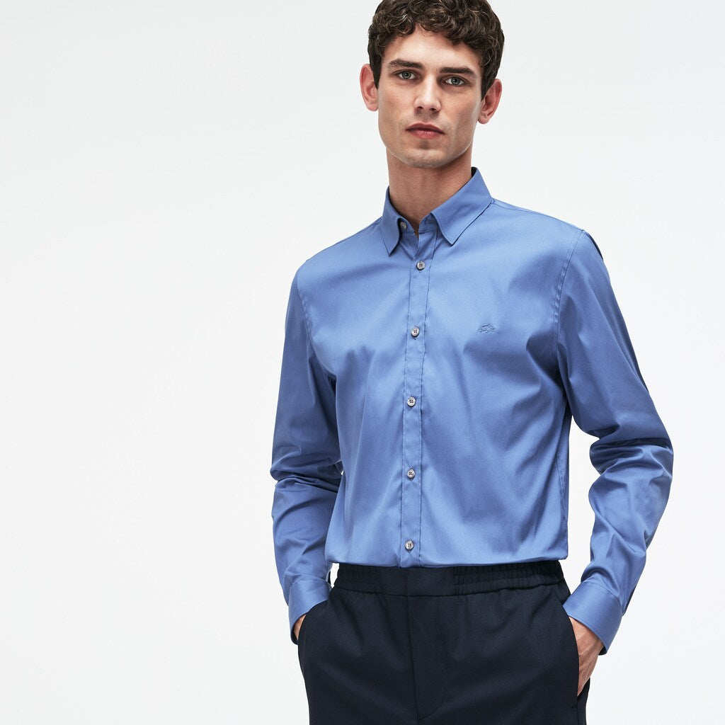 Slim Fit Stretch Cotton Poplin Shirt | Lacoste Mens