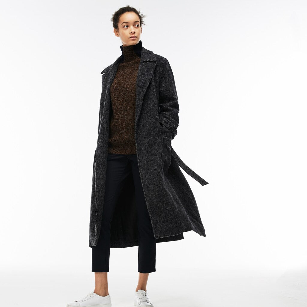 Wo  Long Belted Tweed Coat | Lacoste Womens