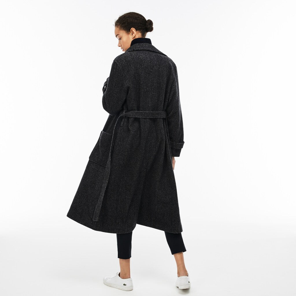 Wo  Long Belted Tweed Coat | Lacoste Womens