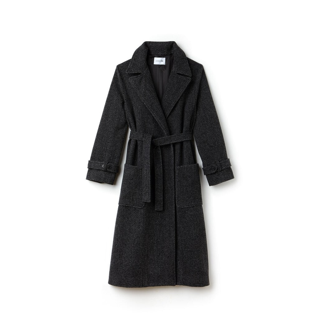 Wo  Long Belted Tweed Coat | Lacoste Womens