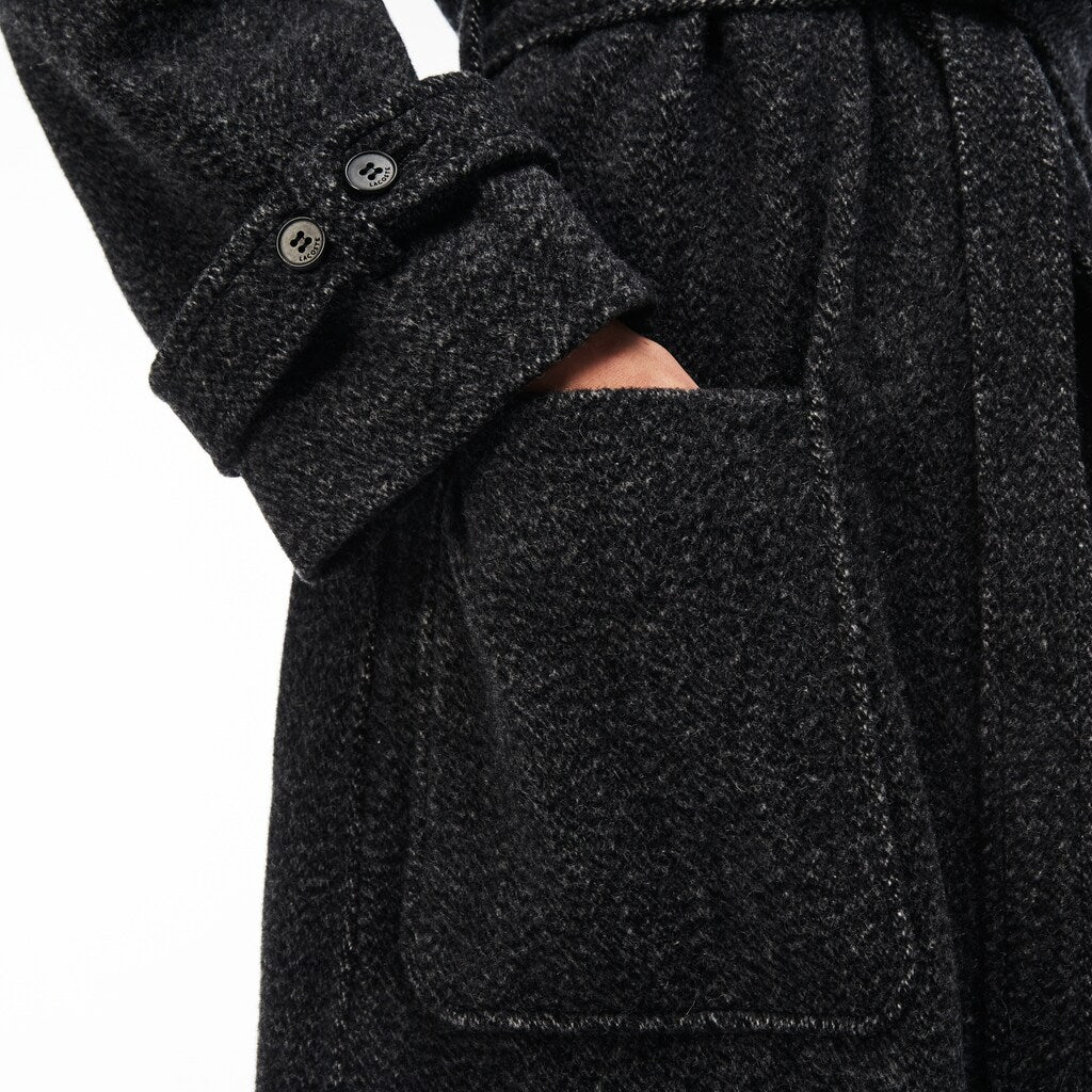 Wo  Long Belted Tweed Coat | Lacoste Womens