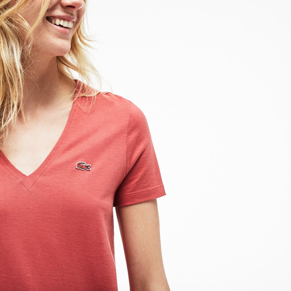 Wo  Slim Fit V-Neck Cotton Jersey T-shirt | Lacoste Womens
