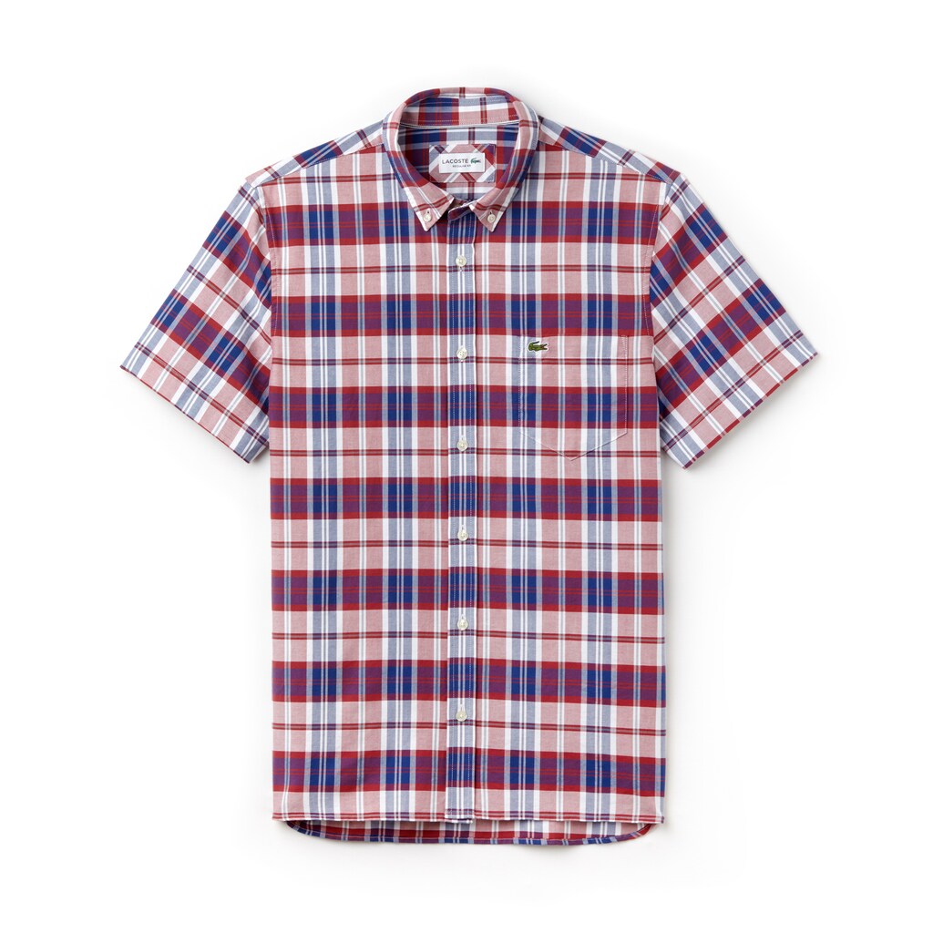 Regular Fit Check Oxford Shirt | Lacoste Mens