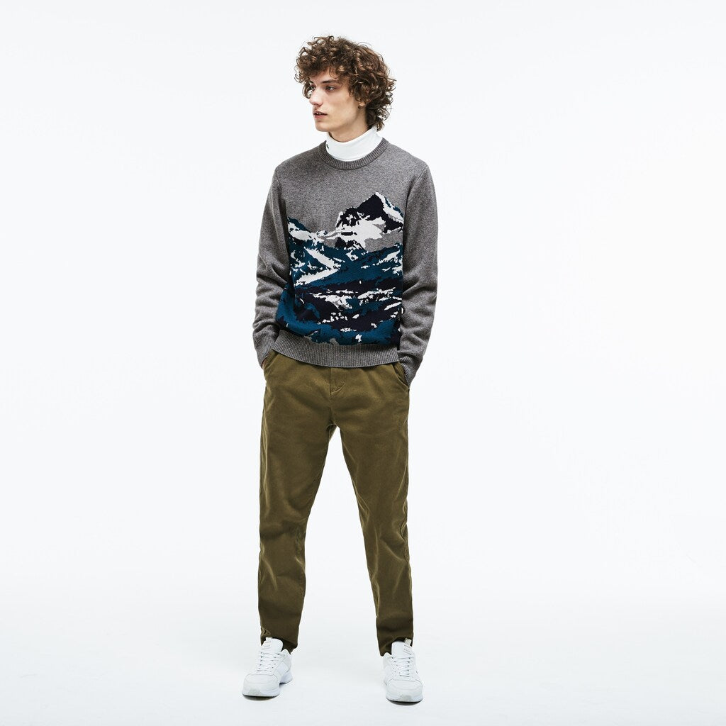Crew Neck Alpine Print Wool And Cotton Jacquard Sweater | Lacoste Mens