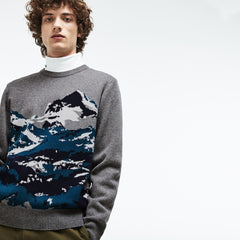 Crew Neck Alpine Print Wool And Cotton Jacquard Sweater | Lacoste Mens