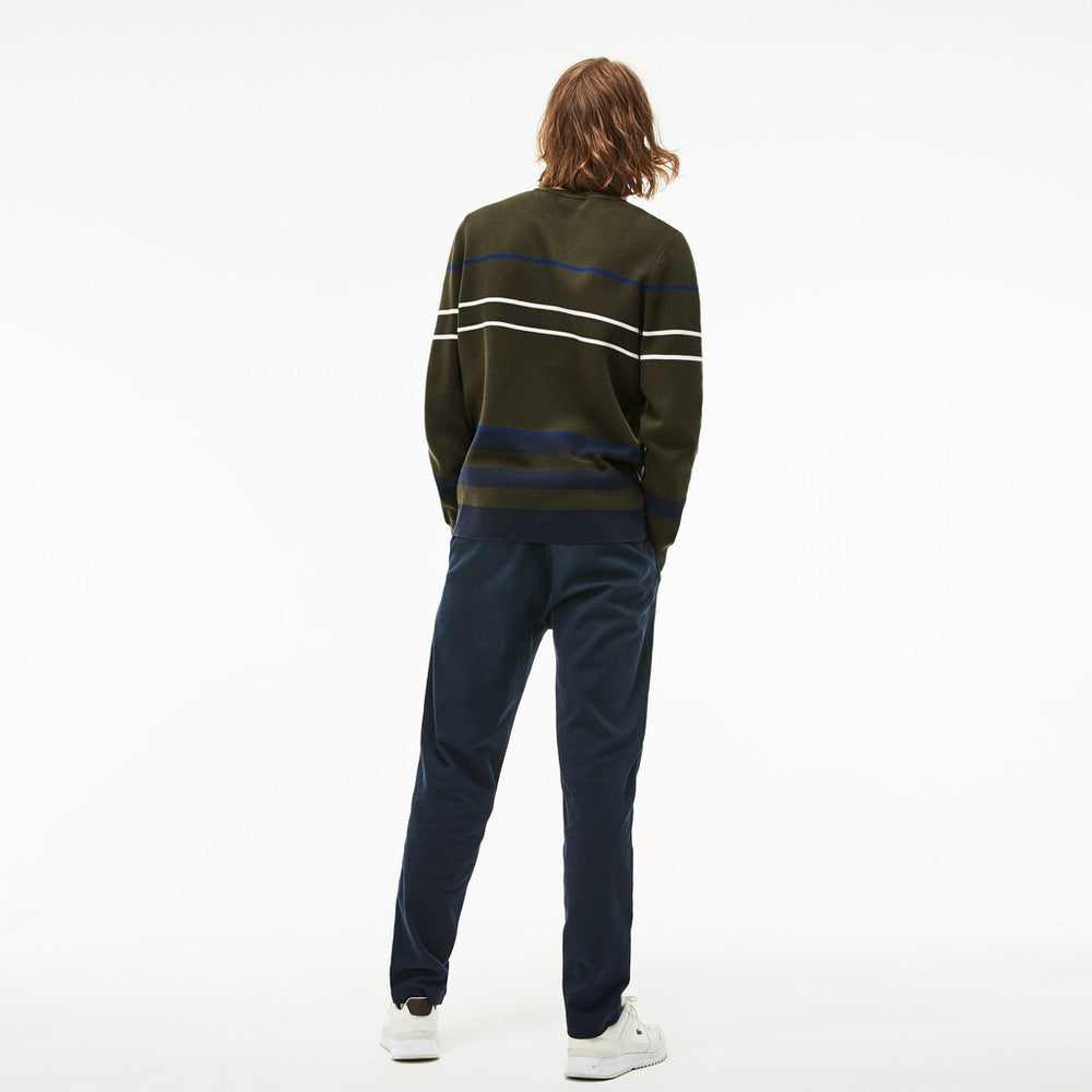 Crew Neck Multicolor Striped Milano Cotton Sweater | Lacoste Mens