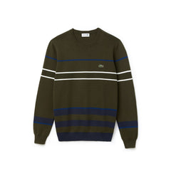 Crew Neck Multicolor Striped Milano Cotton Sweater | Lacoste Mens