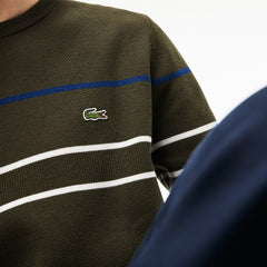 Crew Neck Multicolor Striped Milano Cotton Sweater | Lacoste Mens