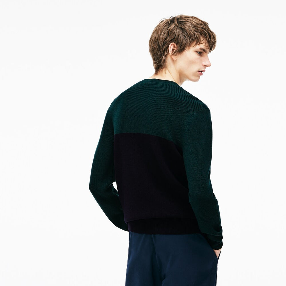 Crew Neck Ribbed Wool Sweater | Lacoste Mens