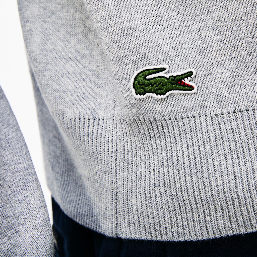 Crew Neck Lettering Ribbed Pima Cotton Sweater | Lacoste Mens