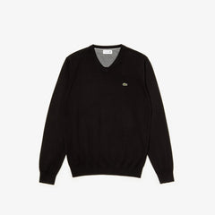 V-neck Caviar Piqué Accent Cotton Jersey Sweater | Lacoste Mens
