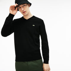 V-neck Caviar Piqué Accent Cotton Jersey Sweater | Lacoste Mens