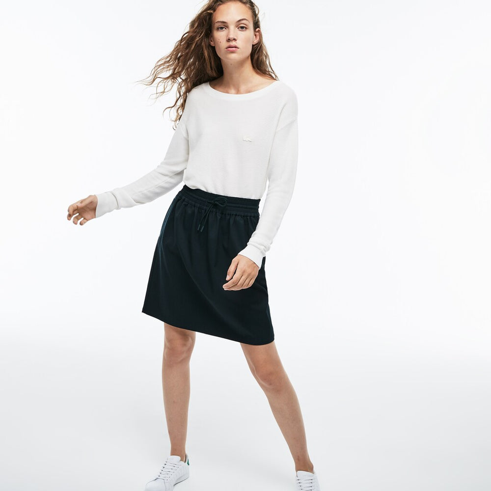 Wo  Elasticized Waist Flowing Stretch Wool Knit Skirt | Lacoste Womens