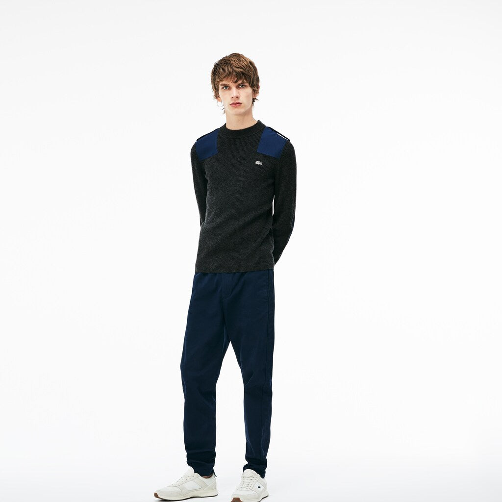 Crew Neck Colorblock Ribbed Wool And Cotton Sweater | Lacoste Mens