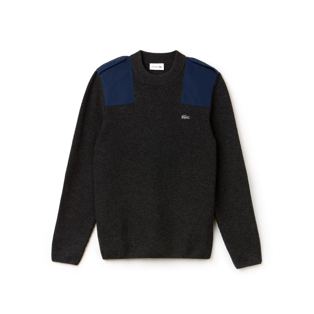 Crew Neck Colorblock Ribbed Wool And Cotton Sweater | Lacoste Mens