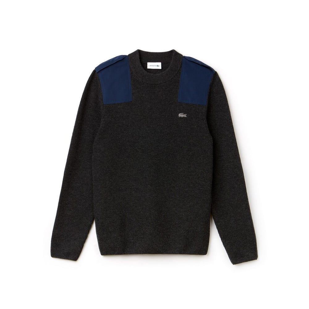 Crew Neck Colorblock Ribbed Wool And Cotton Sweater | Lacoste Mens