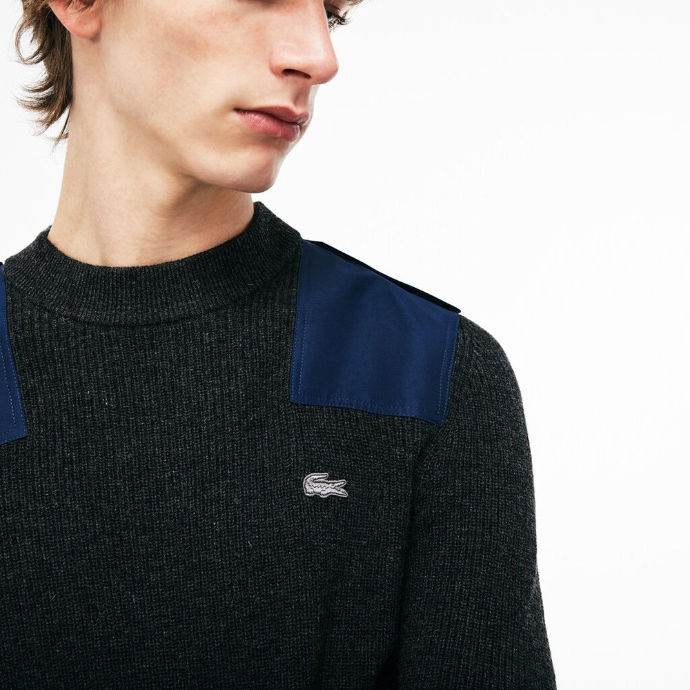 Crew Neck Colorblock Ribbed Wool And Cotton Sweater | Lacoste Mens