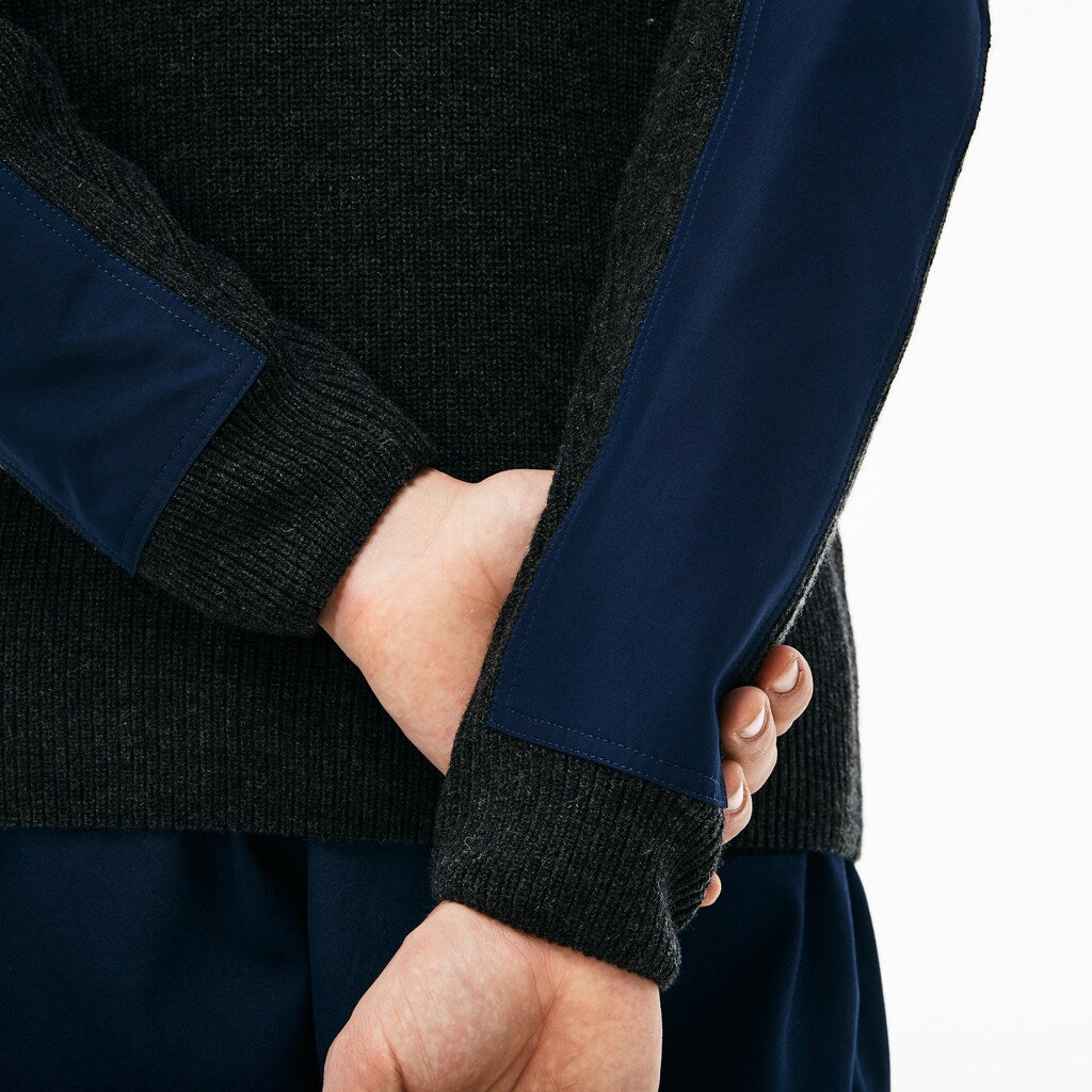 Crew Neck Colorblock Ribbed Wool And Cotton Sweater | Lacoste Mens