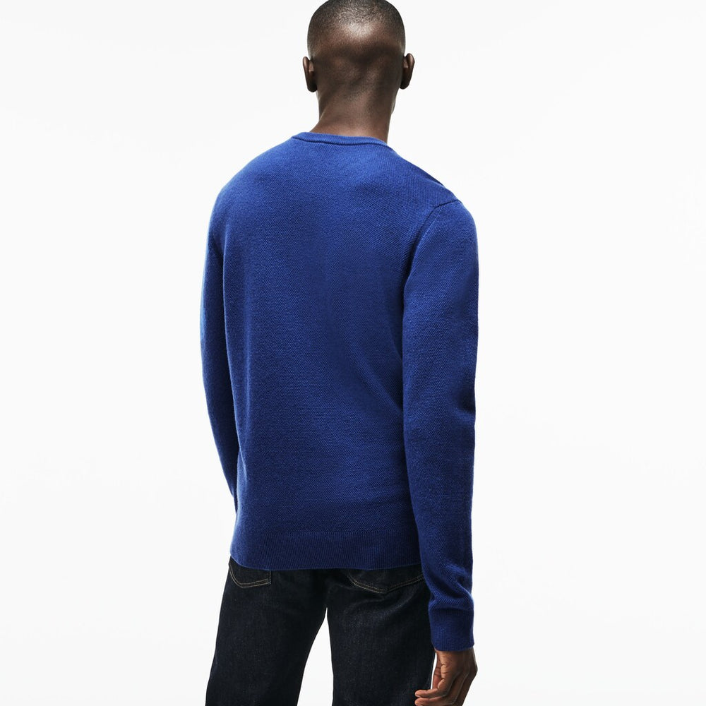 Crew Neck Double Wool And Cashmere Piqué Sweater | Lacoste Mens