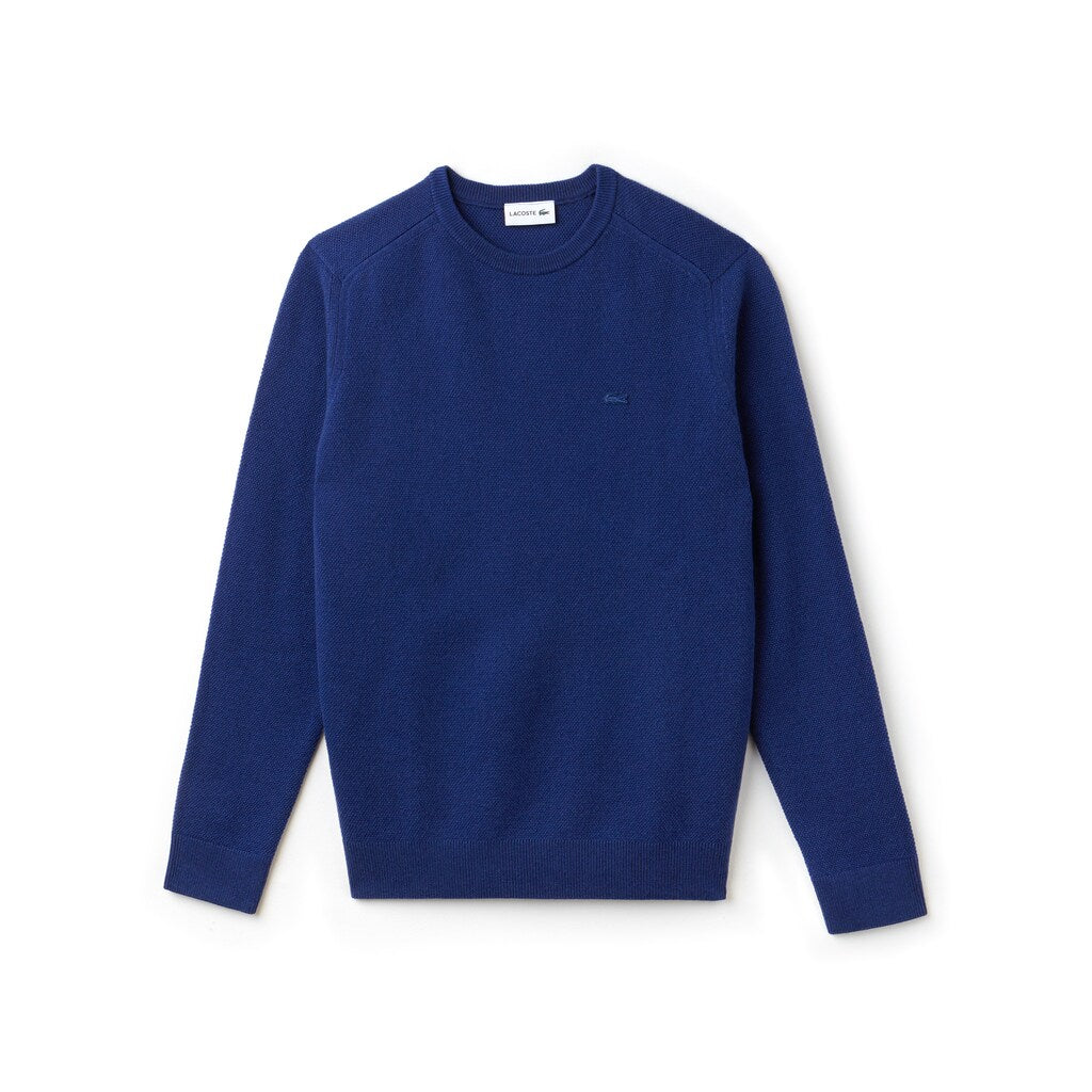 Crew Neck Double Wool And Cashmere Piqué Sweater | Lacoste Mens