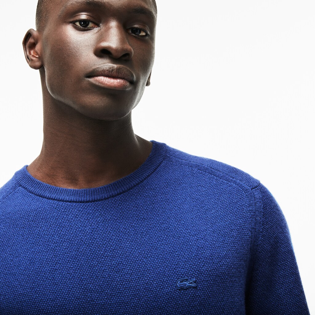 Crew Neck Double Wool And Cashmere Piqué Sweater | Lacoste Mens