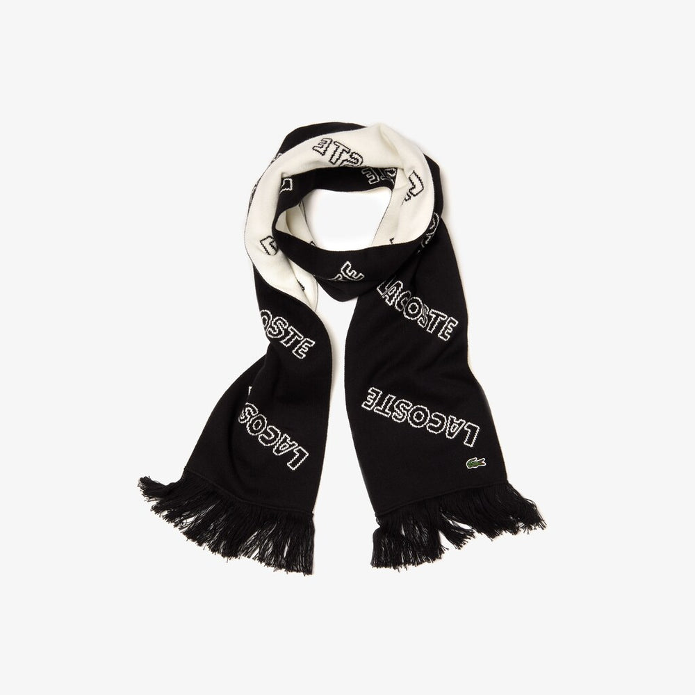 Lacoste LIVE Lettering Cashmere And Cotton Scarf | Lacoste Mens