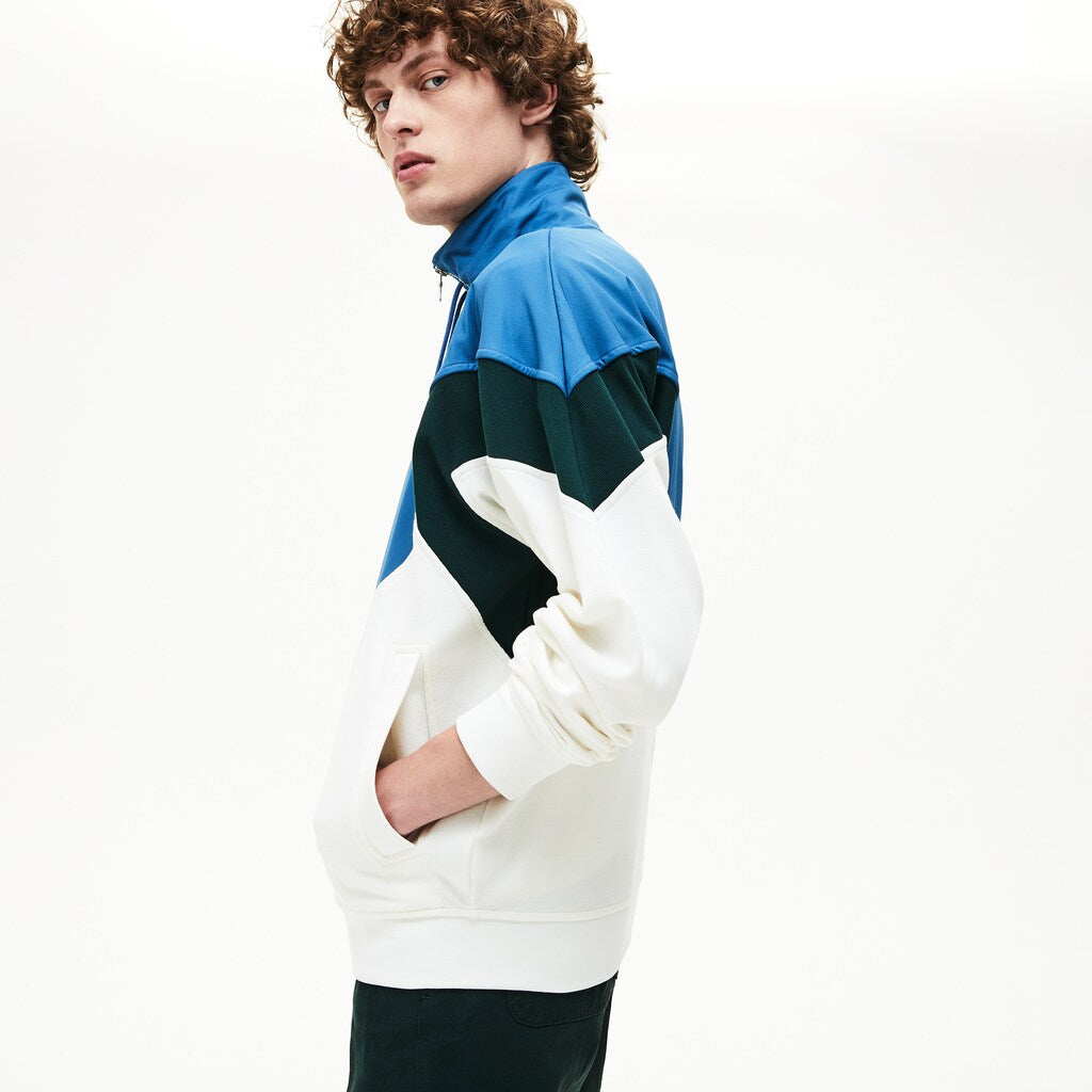 Standup Collar Color-Blocked Cotton Fleece Jacket | Lacoste Mens
