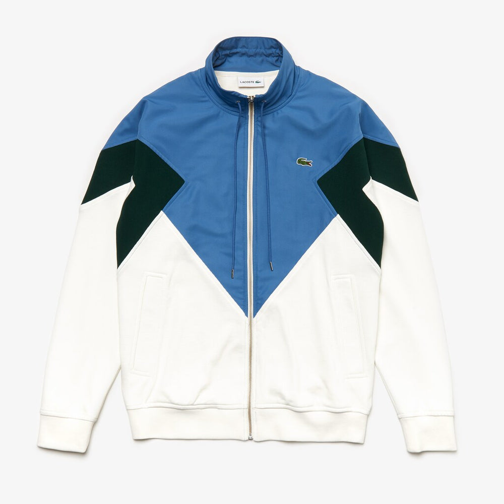 Standup Collar Color-Blocked Cotton Fleece Jacket | Lacoste Mens