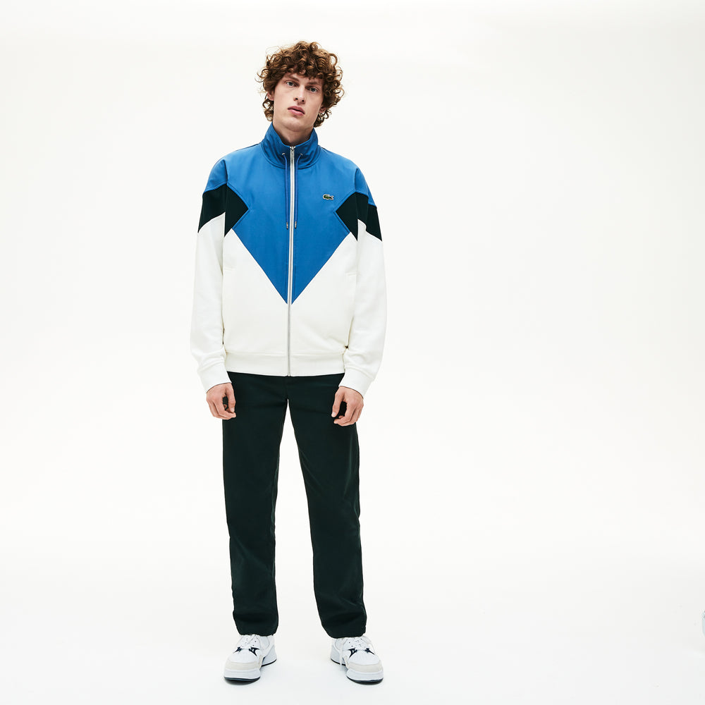 Standup Collar Color-Blocked Cotton Fleece Jacket | Lacoste Mens