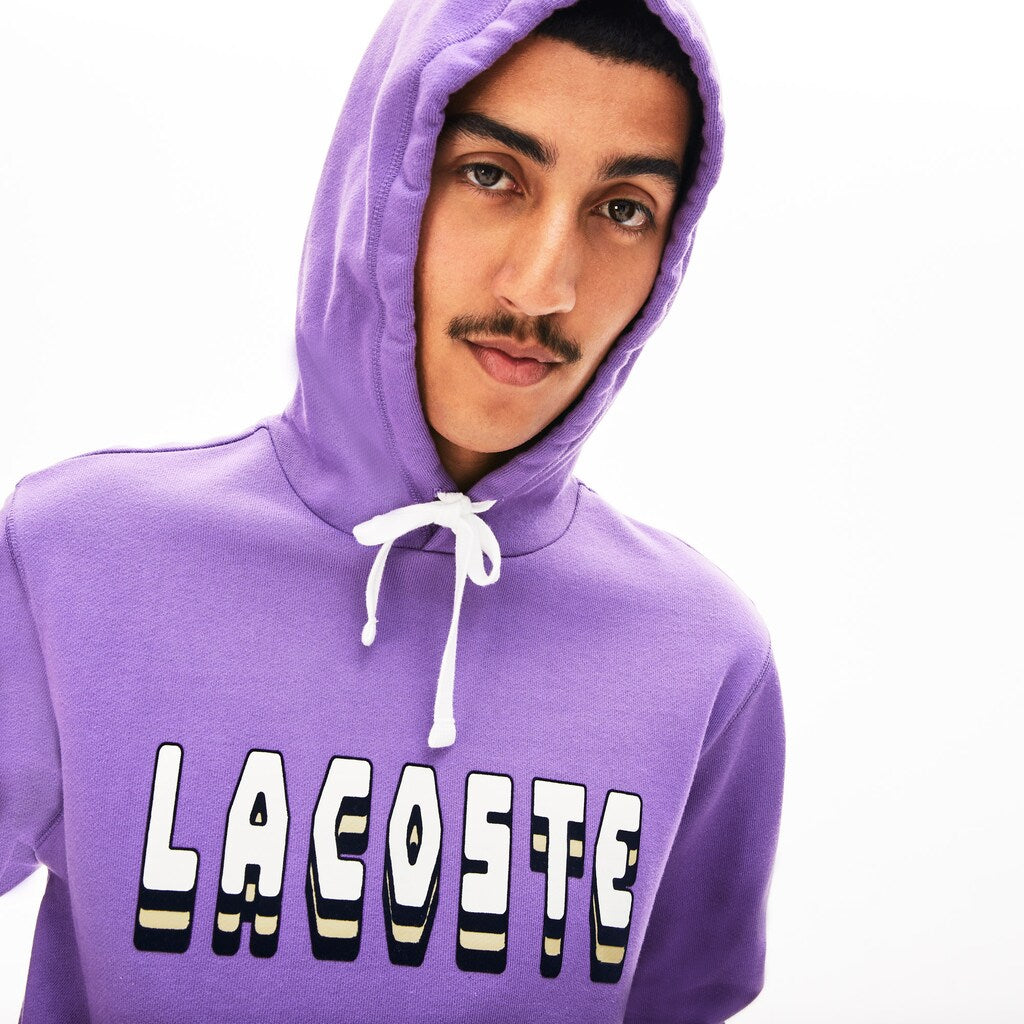 Hooded 3D-Lettering Cotton Blend Fleece Sweatshirt | Lacoste Mens