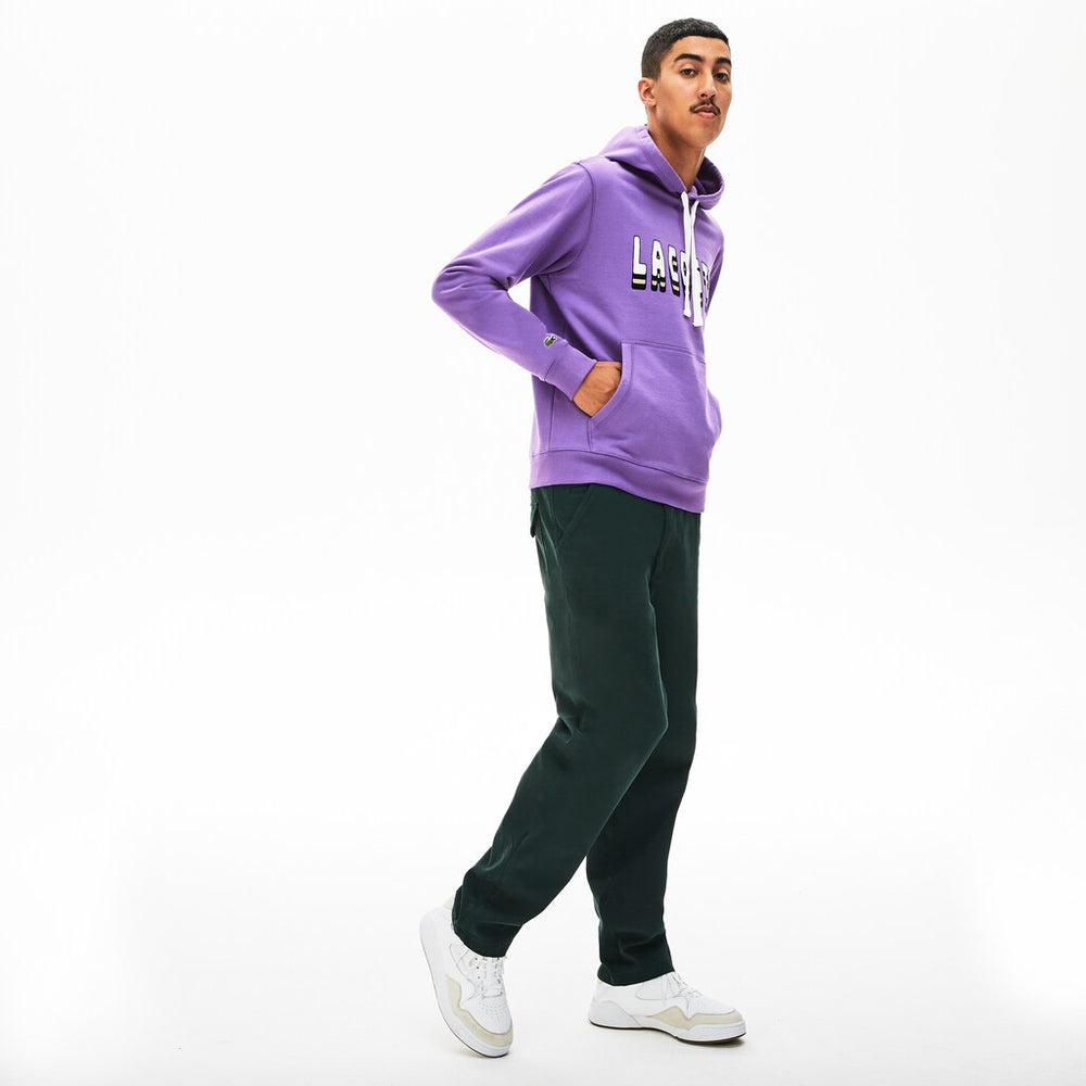 Hooded 3D-Lettering Cotton Blend Fleece Sweatshirt | Lacoste Mens