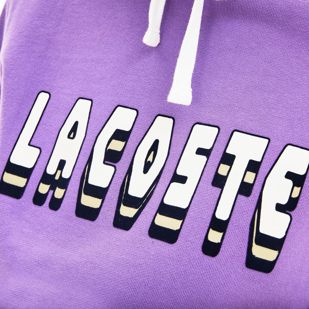 Hooded 3D-Lettering Cotton Blend Fleece Sweatshirt | Lacoste Mens