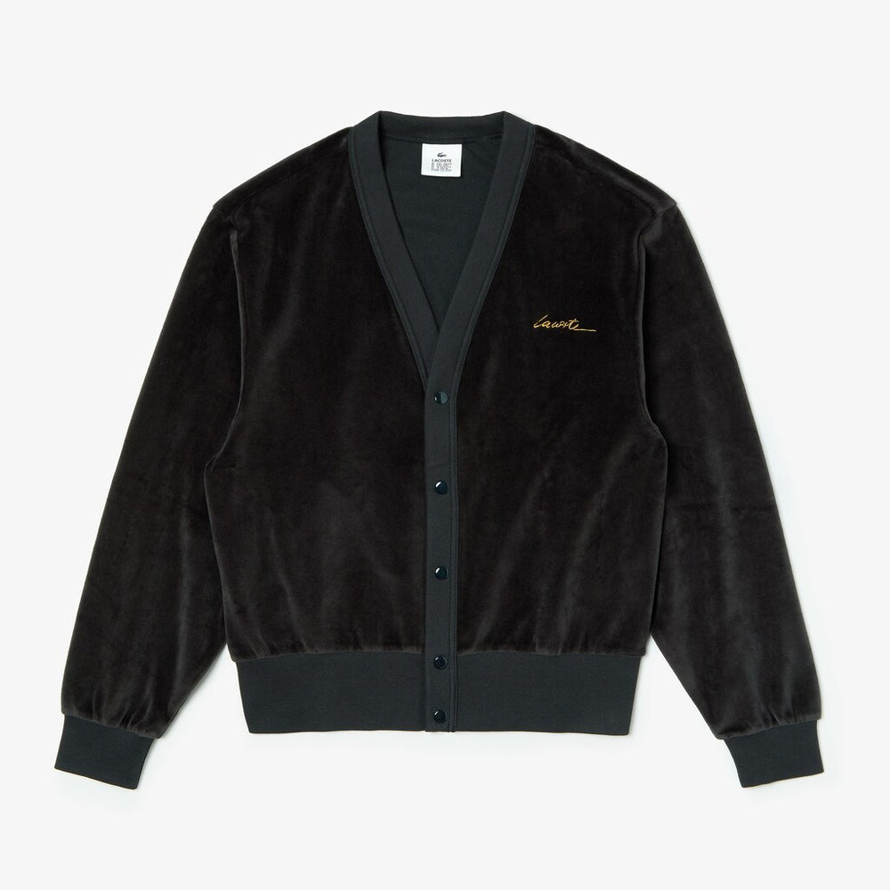 LIVE Signature Velour Cardigan | Lacoste Mens