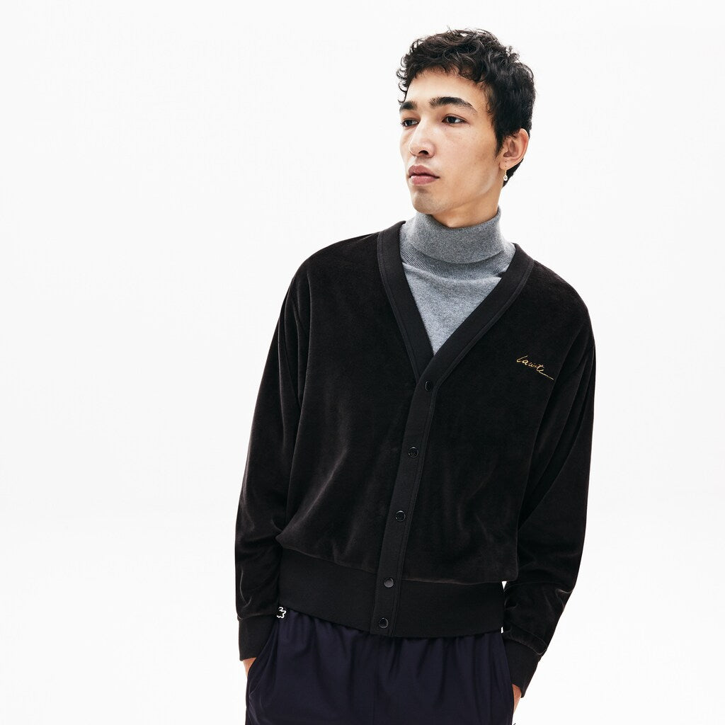 LIVE Signature Velour Cardigan | Lacoste Mens