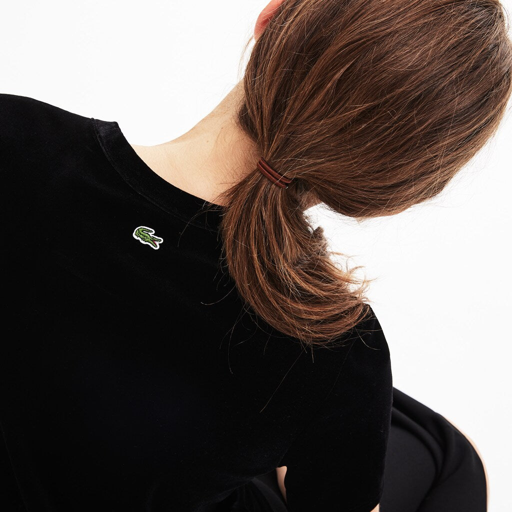Wo  LIVE Crewneck Golden Signature Velvet T-Shirt | Lacoste Womens
